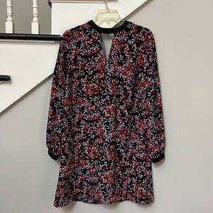 LOFT XS long sleeve dress with velvet trim